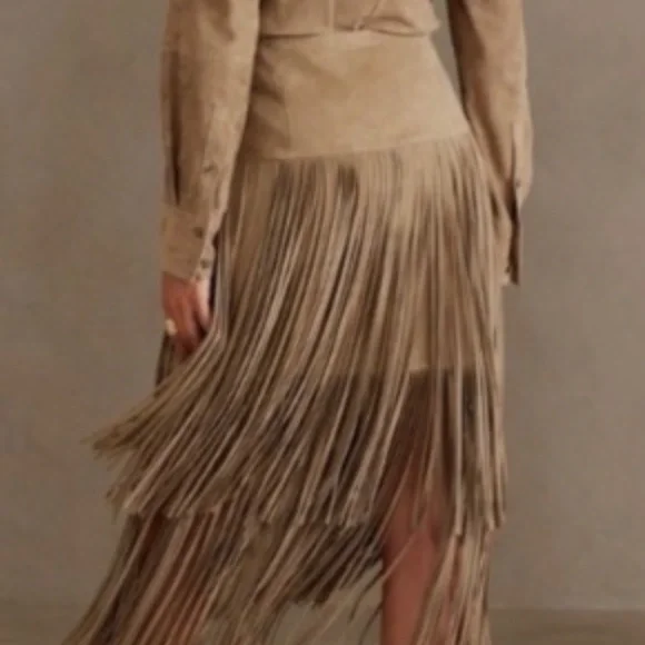 Banana Republic, Genuine Suede Fringe skirt - Picture 2 of 3